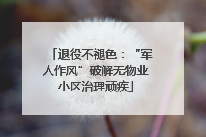 退役不褪色：“军人作风”破解无物业小区治理顽疾