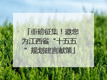重磅征集！邀您为江西省“十五五”规划建言献策