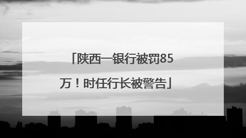 陕西一银行被罚85万！时任行长被警告