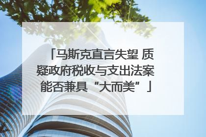 马斯克直言失望 质疑政府税收与支出法案能否兼具“大而美”