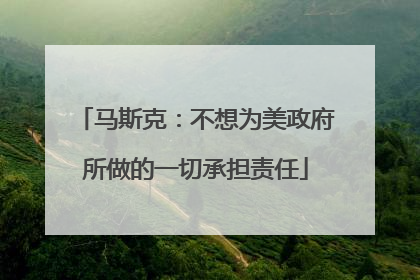 马斯克：不想为美政府所做的一切承担责任