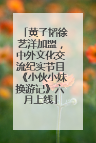 黄子韬徐艺洋加盟，中外文化交流纪实节目《小伙小妹换游记》六月上线