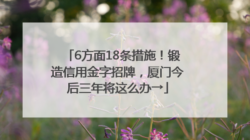 6方面18条措施！锻造信用金字招牌，厦门今后三年将这么办→